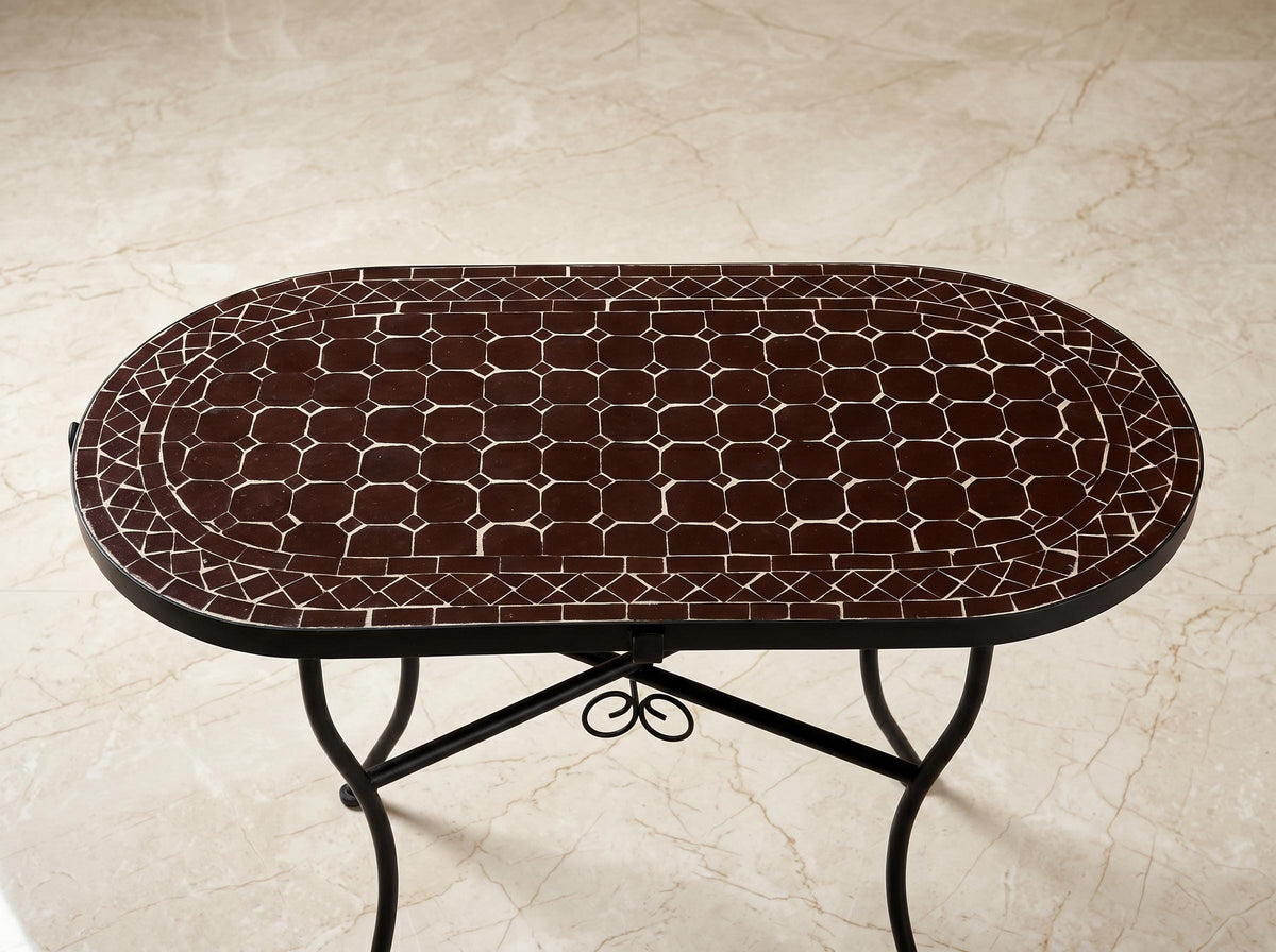 zellige tile table, Round Moroccan Mosaic, Coffee-Height 12-48In.