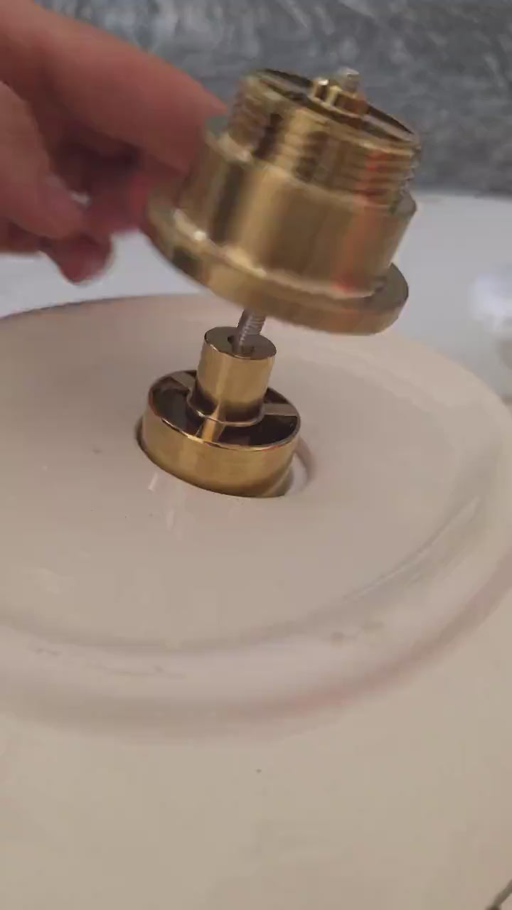 Unlacquered Brass Drain, Solid Push Pop-Up Vessel Sink Plug 1.6in